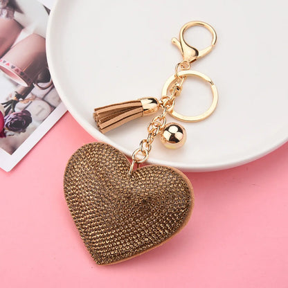 Creative Sequins Heart Pendant Tassel Key Chain Wholesale Nihaojewelry