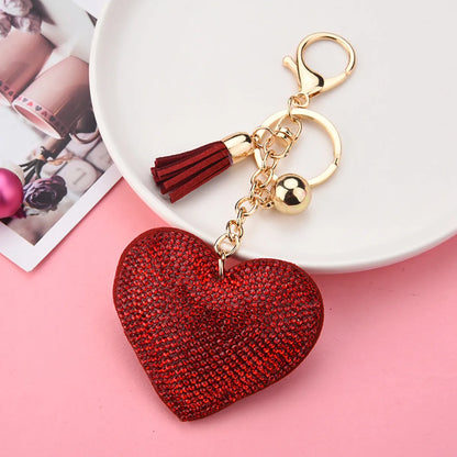 Creative Sequins Heart Pendant Tassel Key Chain Wholesale Nihaojewelry