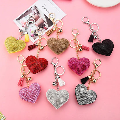 Creative Sequins Heart Pendant Tassel Key Chain Wholesale Nihaojewelry