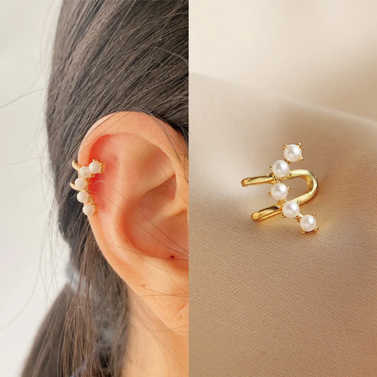 Creative Simple Fashion Female Pearl Alloy Ear Bone Clip Wholesale