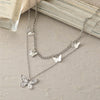 Creative Simple Jewelry Retro Antique Butterfly Pendant Double Necklace