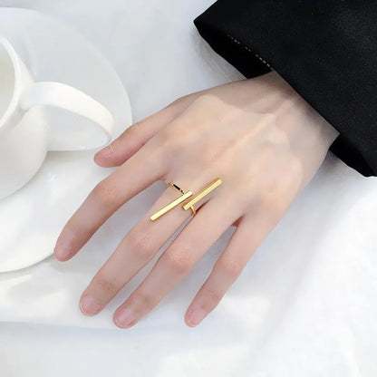 Creative Simple Opening Double Word Geometric Ring Nhdp150085