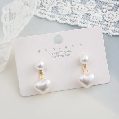 Creative Simple Retro Heart Shaped Pearl Alloy Earrings