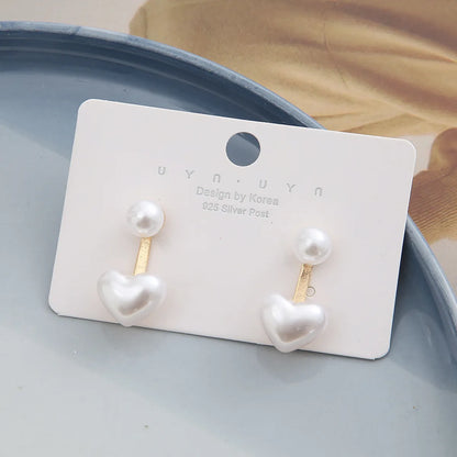 Creative Simple Retro Heart Shaped Pearl Alloy Earrings