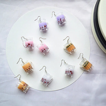 Creative Simulation Goblet Fruit Juice Milk Tea Earrings