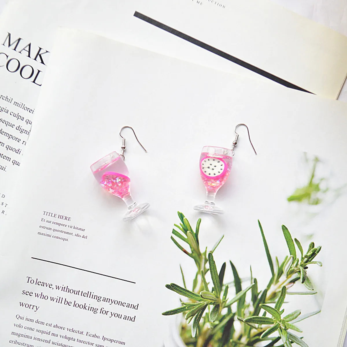 Creative Simulation Goblet Fruit Juice Milk Tea Earrings