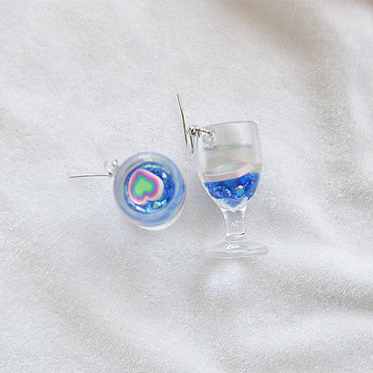 Creative Simulation Goblet Fruit Juice Milk Tea Earrings