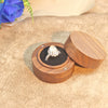Creative Solid Wood Round Ring Box Black Walnut Jewelry Storage Gift Box With Flannel Lining And Engraved Craftsmanship