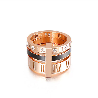 Creative Stainless Steel Resin Rhinestone Roman Numeral Ring Wholesale Hello Jewelry