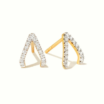 Creative V-shaped Earrings Geometric Inlaid Zircon Earrings