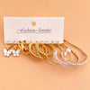Creative Vintage Circle Earrings Set With Acrylic Butterfly Pendant Crystal And Alloy Micro Inlay