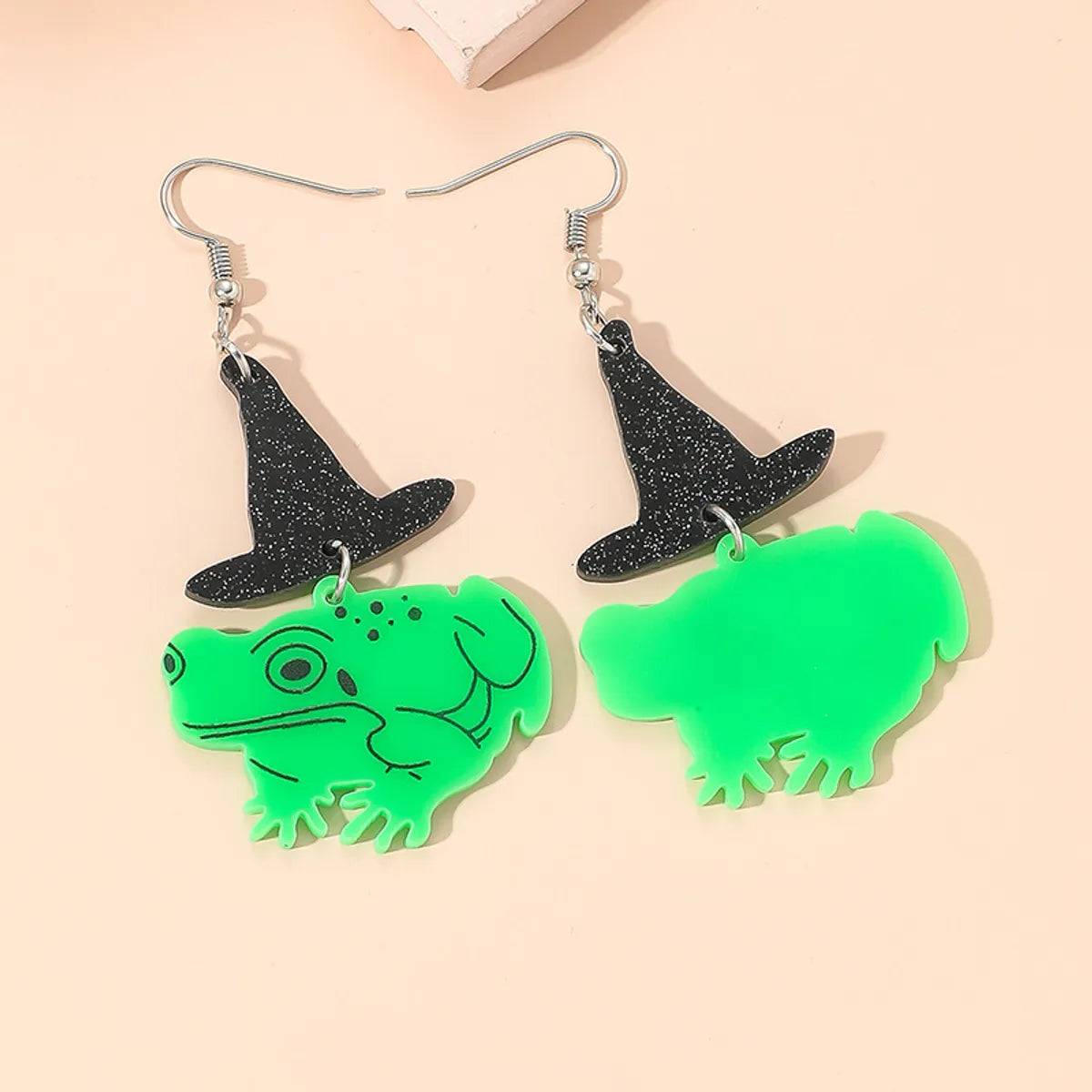 Creative Witch Hat Frog Pendant Acrylic Earrings