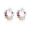Creative Women's Earrings With Sweet Flower Heart Pearl Bow Wreath Design Alloy Electroplated
