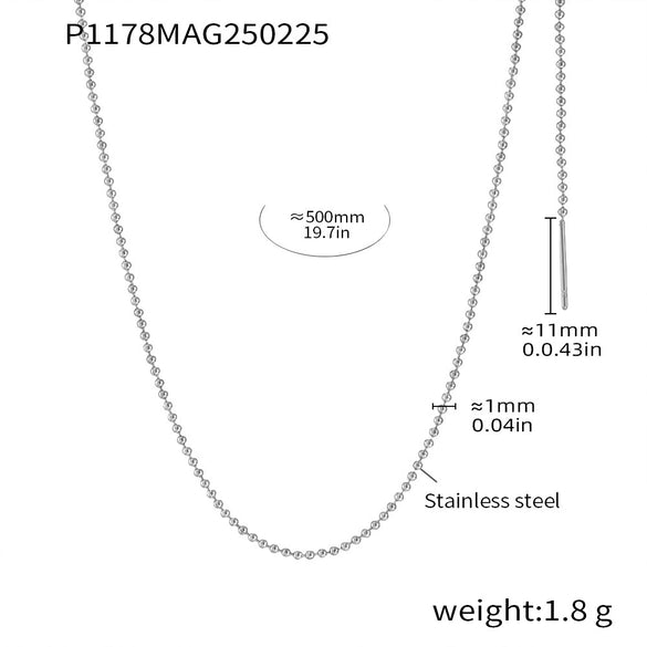 Crescent Shaped Double Layer Necklace And Texturised Bead Earrings Set In Titanium Steel With Lapis Lazuite Beads Light Luxury Style Electroplating Process