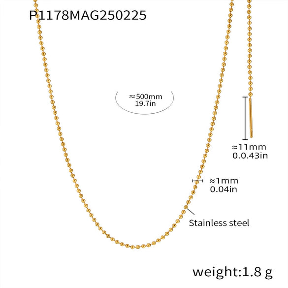 Crescent Shaped Double Layer Necklace And Texturised Bead Earrings Set In Titanium Steel With Lapis Lazuite Beads Light Luxury Style Electroplating Process