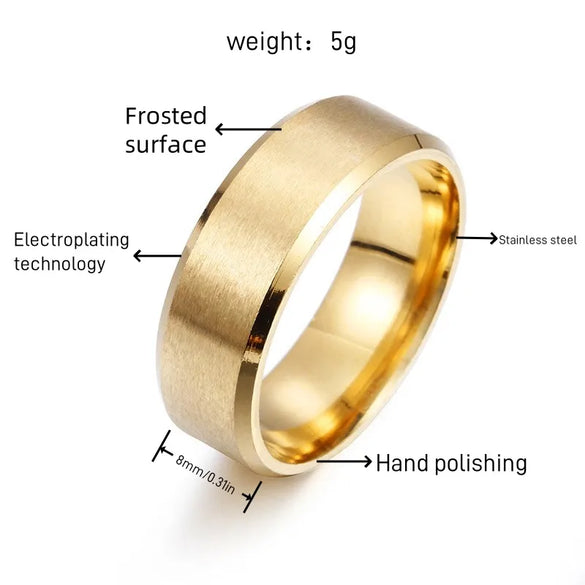 8mm Matte Stainless Steel Men'S Ring Simple Fashion Jewelry Wholesale