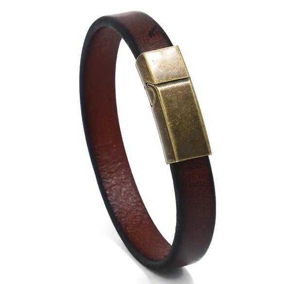 Accessories Trendy Men'S Bracelet Simple  Men'S Cowhide Bracelet Gloss Personalized Customized Stainless Steel Bracelet