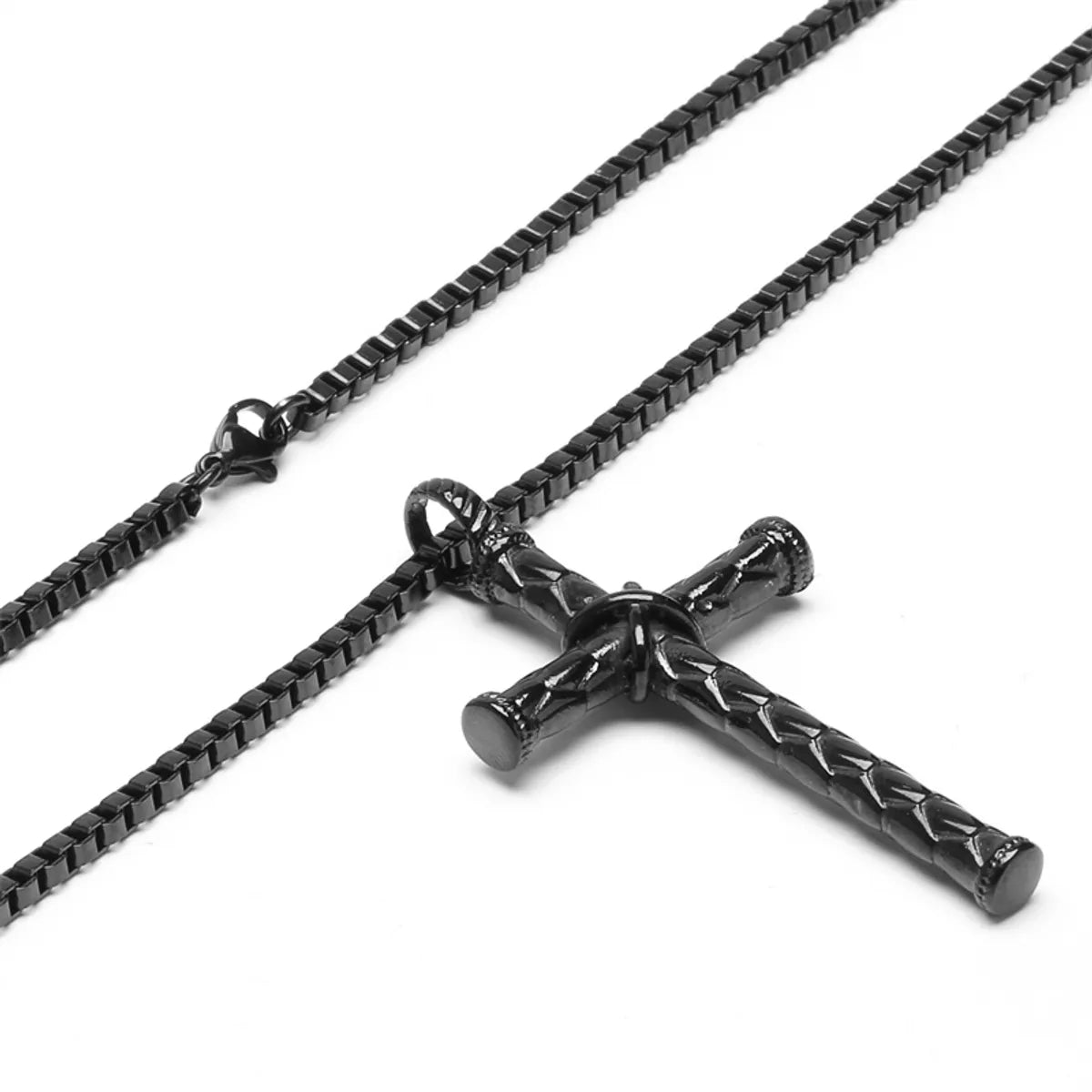 Cross-border  Retro Retro Titanium Steel Knotted Cross Necklace Hiphop Personality Cross Pendant