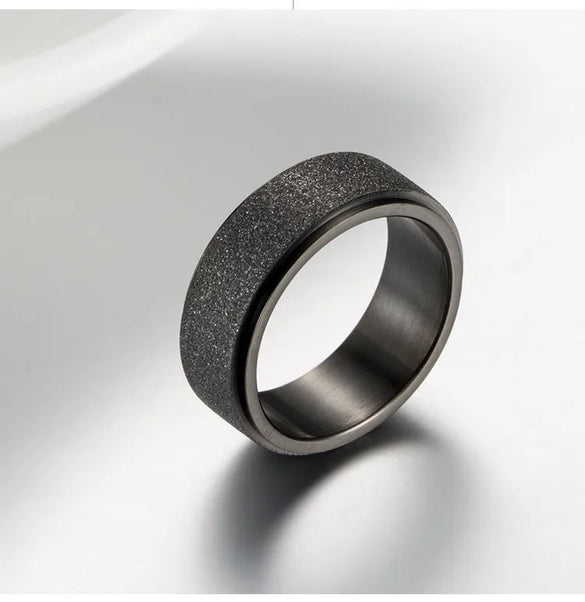 Cross-Border  Titanium Steel Frosted Spinning Ring Stainless Steel Silicon Carbide Plated K Gold Relieve Anxiety Decompression Ring