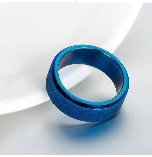 Cross-Border  Titanium Steel Frosted Spinning Ring Stainless Steel Silicon Carbide Plated K Gold Relieve Anxiety Decompression Ring