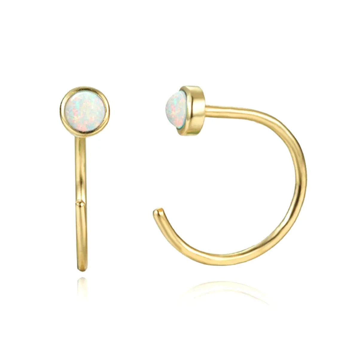 Cross-border C-shaped Mosquito Coil Piercing Hipster Simple Wild Opal Opal Earrings