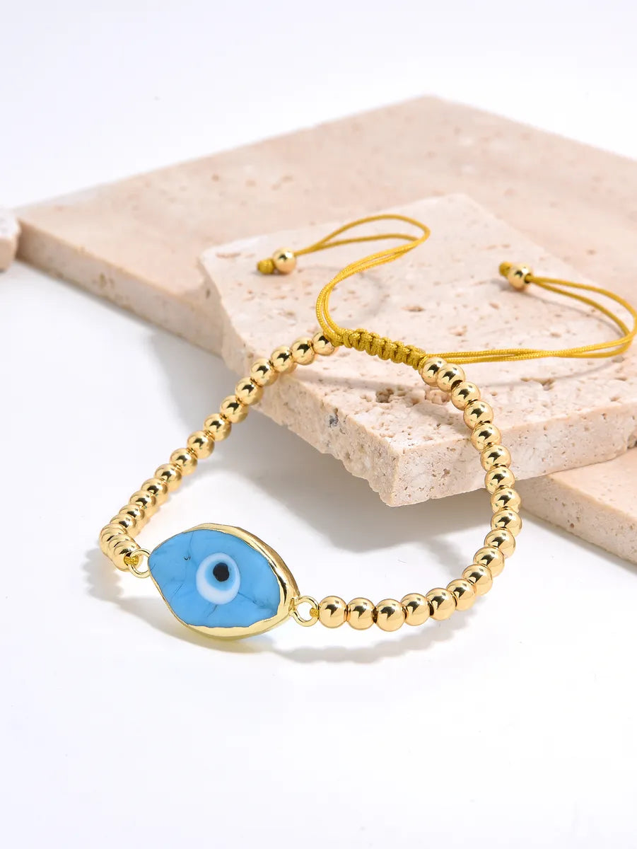 Elegant Simple Style Eye Gold Plated Glass Wholesale Bracelets