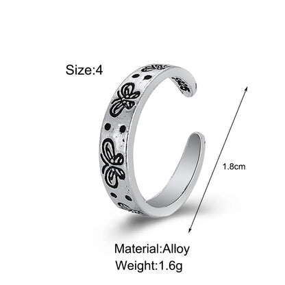 Cross-Border Distressed Retro Engraving Butterfly Ring Retro Niche Design Personality Ring