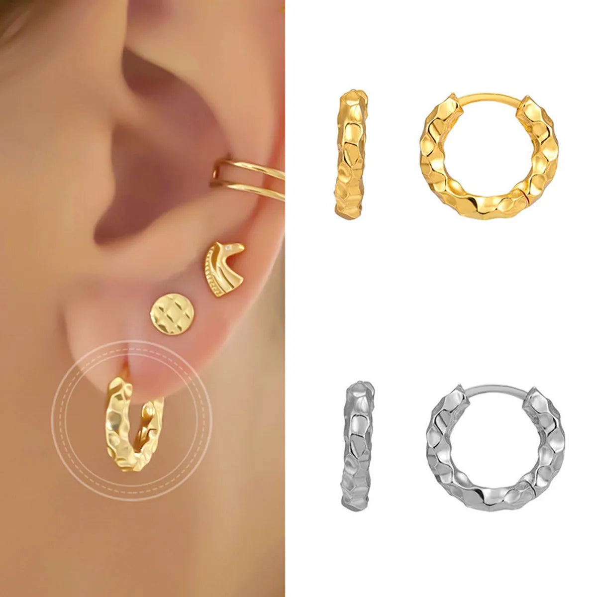 Cross-border European And American Simple Design Ear Buckle Earrings Twisted Texture Earrings