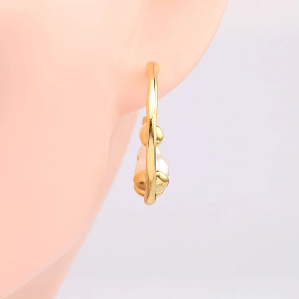 1 Pair Ig Style Simple Style C Shape Plating Inlay Sterling Silver Pearl White Gold Plated Gold Plated Ear Studs