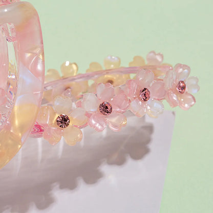 Fresh And Sweet Flower Hairpin Diamond Clamp Acrylic Disc Hairpin Women'S Bath Hair Clamp Internet Celebrant Headwear