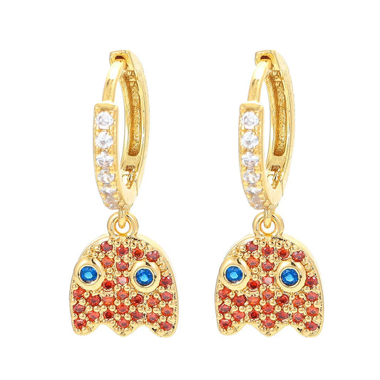 Cross-border Sold Jewelry Ear Ring Female Personality Eyes Fashion Rhinestone Earrings Micro Inlaid Zircon Ear Clip Diy Jewelry Accessories