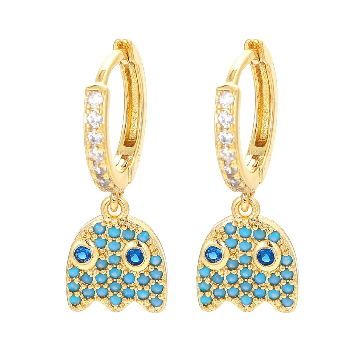 Cross-border Sold Jewelry Ear Ring Female Personality Eyes Fashion Rhinestone Earrings Micro Inlaid Zircon Ear Clip Diy Jewelry Accessories