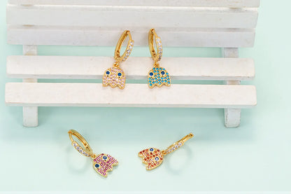 Cross-border Sold Jewelry Ear Ring Female Personality Eyes Fashion Rhinestone Earrings Micro Inlaid Zircon Ear Clip Diy Jewelry Accessories