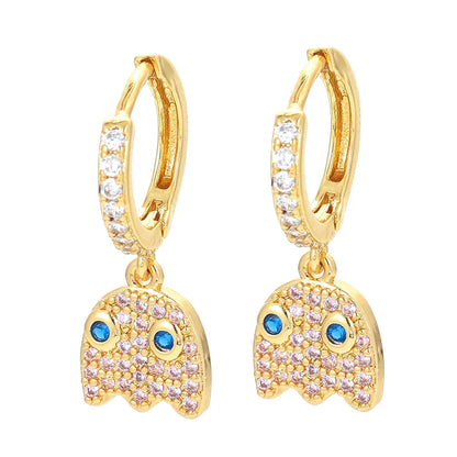 Cross-border Sold Jewelry Ear Ring Female Personality Eyes Fashion Rhinestone Earrings Micro Inlaid Zircon Ear Clip Diy Jewelry Accessories