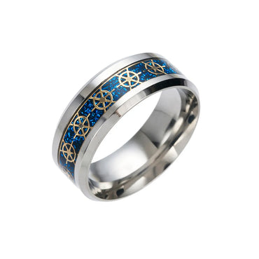 Cross-border Mediterranean Navy Style Rudder Stainless Steel Ring Yiwu 10 Yuan Small Merchandise Wholesale Market Factory Direct Sales