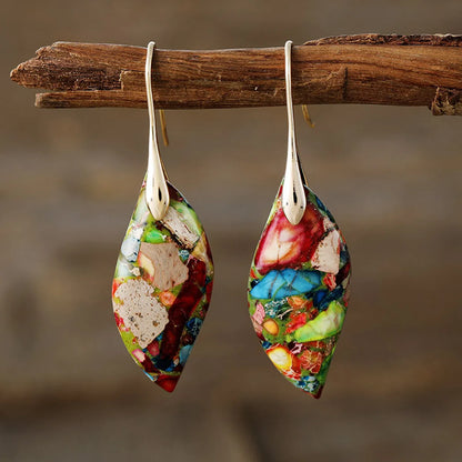 New Bohemian Emperor Stone Leaf Pendant Earrings  Popular  Jewelry Jewelry