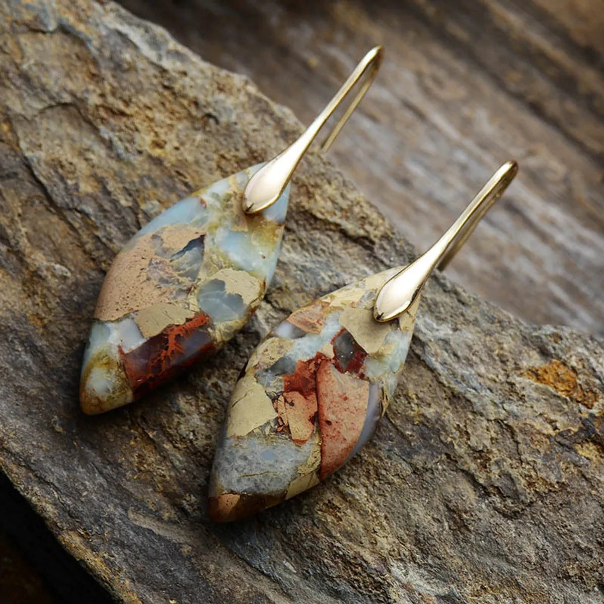 New Bohemian Emperor Stone Leaf Pendant Earrings  Popular  Jewelry Jewelry