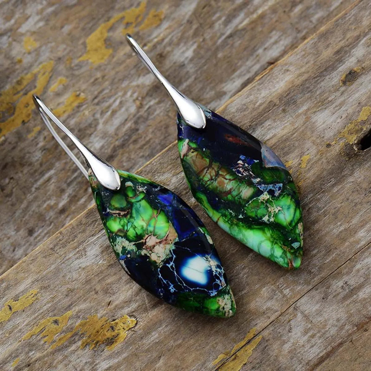 New Bohemian Emperor Stone Leaf Pendant Earrings  Popular  Jewelry Jewelry