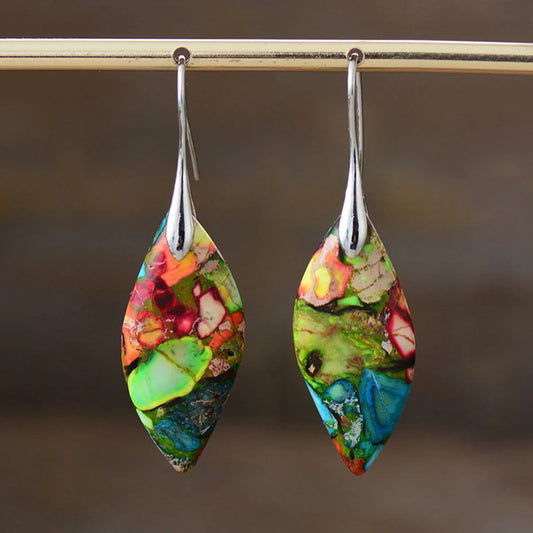 New Bohemian Emperor Stone Leaf Pendant Earrings  Popular  Jewelry Jewelry