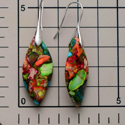 New Bohemian Emperor Stone Leaf Pendant Earrings  Popular  Jewelry Jewelry