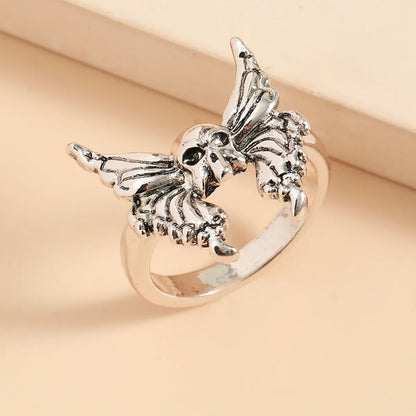 Cross-border New Halloween Skull Ring Retro Personality Butterfly Wings Ring Finger Ring Jewelry Wholesale