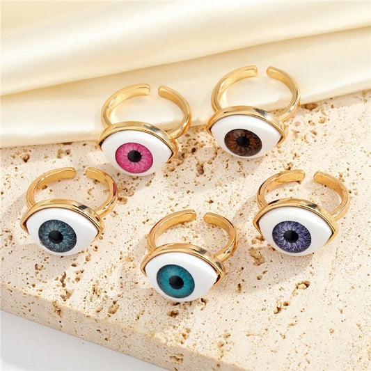 Cross-Border New Jewelry Personality Demon Eye Necklace Ring Adjustable Geometric Pendant Index Finger Ring