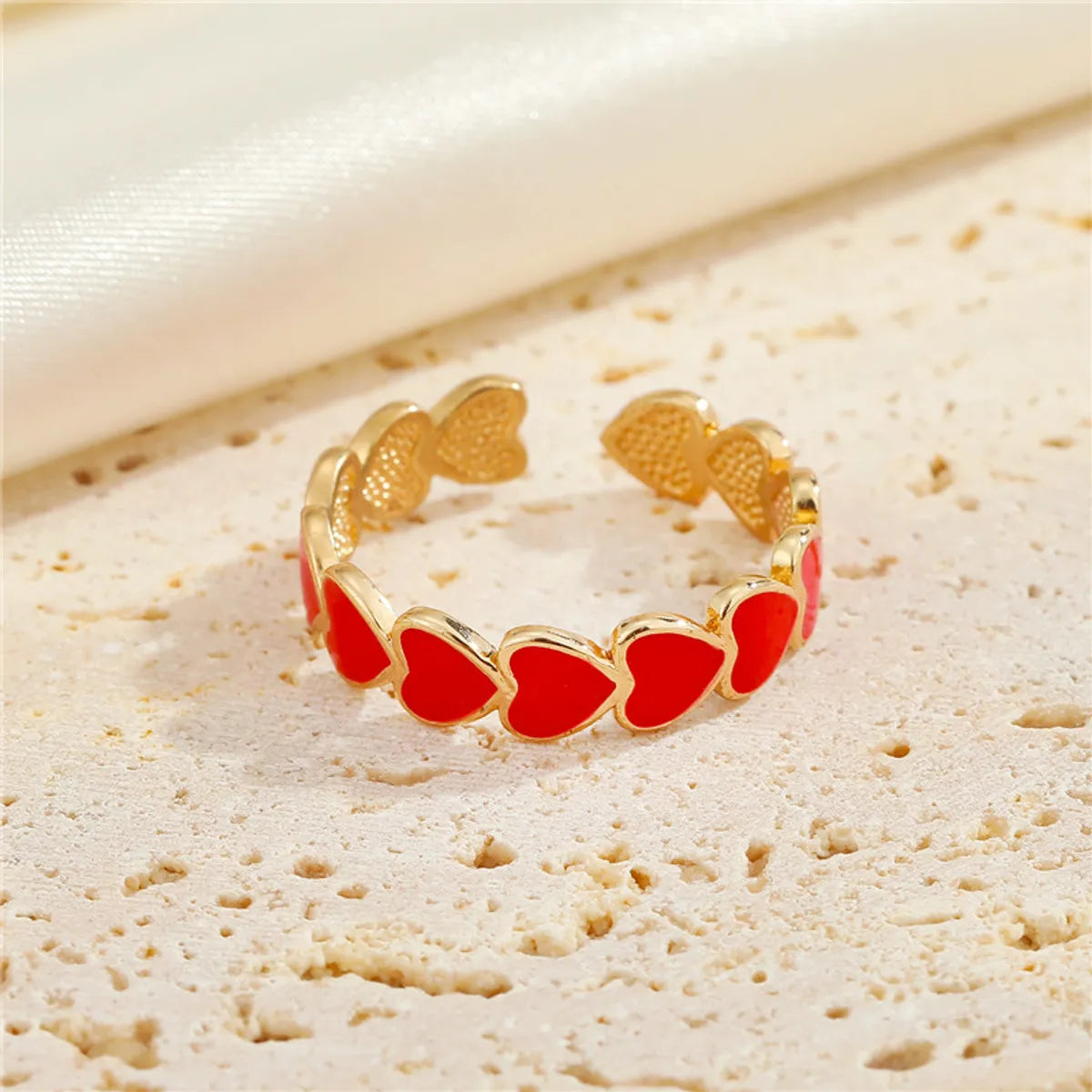 Cross-Border New Jewelry Simple Red Pink Love Heart Surround Ring Opening Adjustable Index Finger Ring