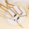 Cross-border New Retro Stainless Steel Necklace Emerald Pendant Niche Clavicle Chain