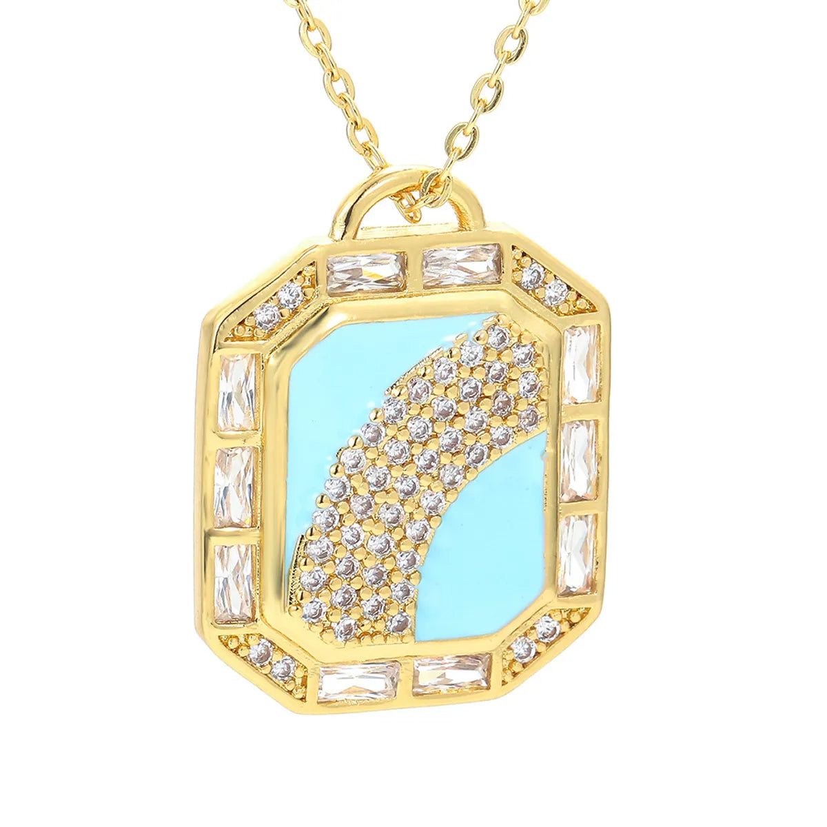 Cross-border Oil Zircon Necklace Hip-hop Rainbow Moon Cold Wind Necklace Clavicle Chain