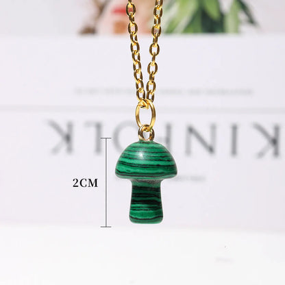 Natural Crystal Small Mushroom Pendant Agate Semi-Precious Stone Ore Diy Necklace Ornament Wholesale