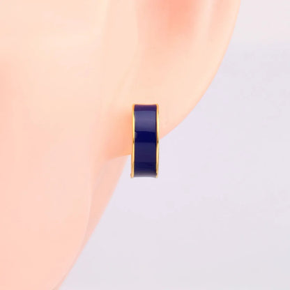 1 Pair Elegant C Shape Enamel Stoving Varnish Sterling Silver Ear Studs