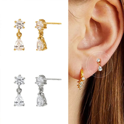 Cross-border Zircon Tassel Earrings European And American Personality Drop Earrings Geometric Earrings