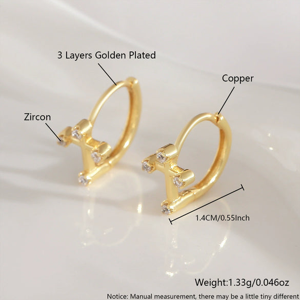Cross Earrings Copper Simple Electroplated Unisex