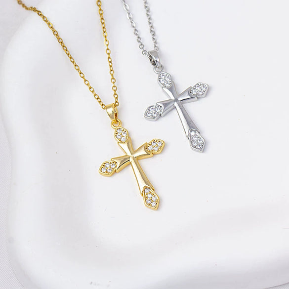Cross Necklace Copper Retro Style Electroplated For Women